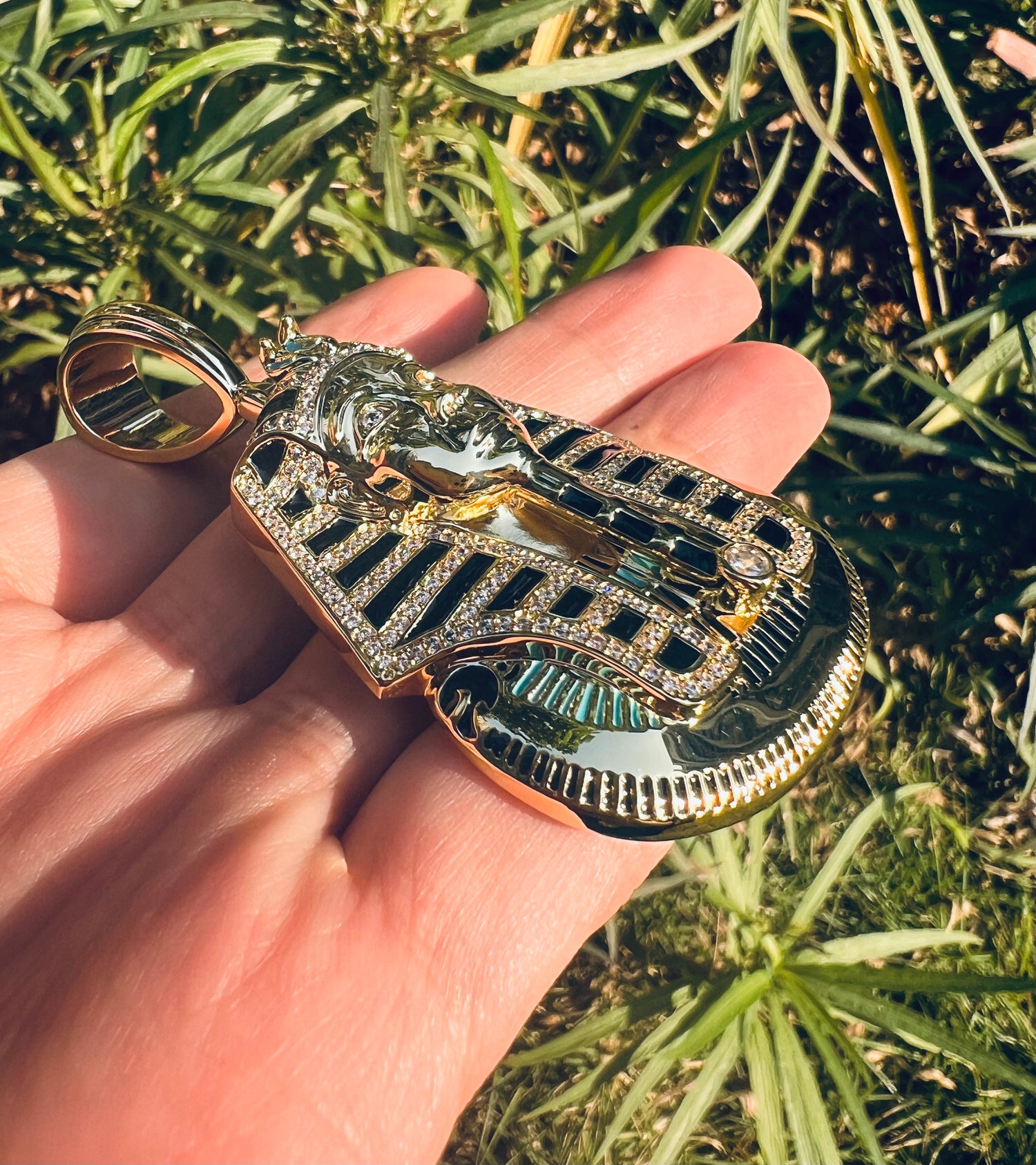 Iced Out Egyptian Pharaoh Pendant- Miles Jewellery
