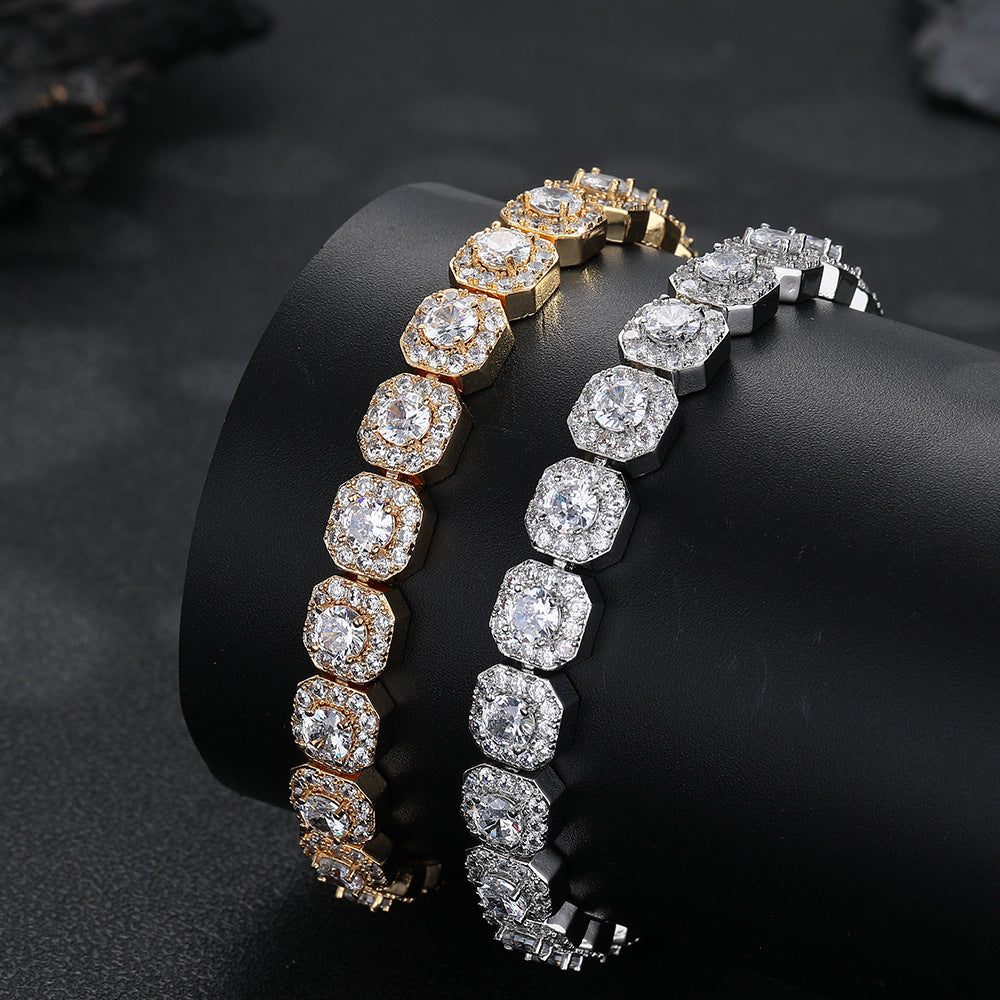 Close-up of 10/12mm Iced Out Halo Tennis Chain clasp detail - Miles Jewellery