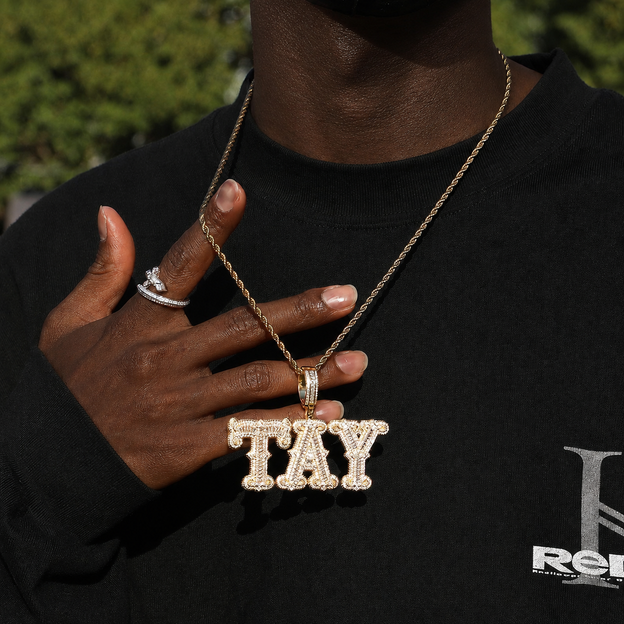 Custom Baguette Zircon Letter Pendant