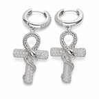 Iced Ankh Cross Moissanite Drop Earrings - 925 Sterling Silver