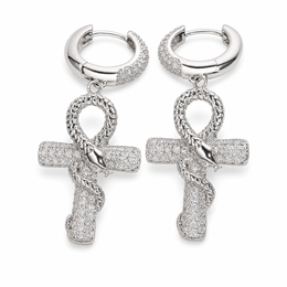Iced Ankh Cross Moissanite Drop Earrings - 925 Sterling Silver — product image 1