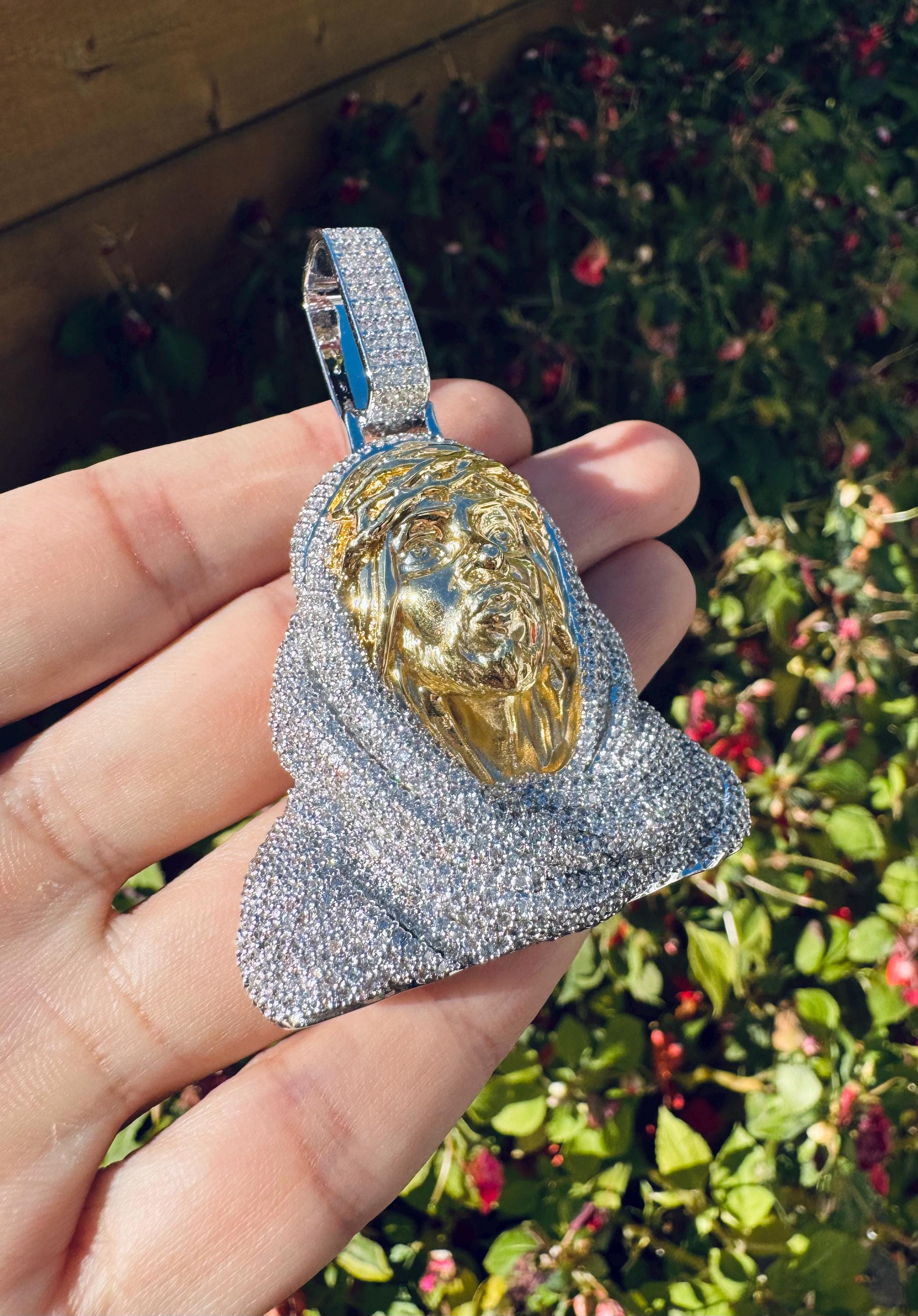 Iced Out Jesus Head Pendant