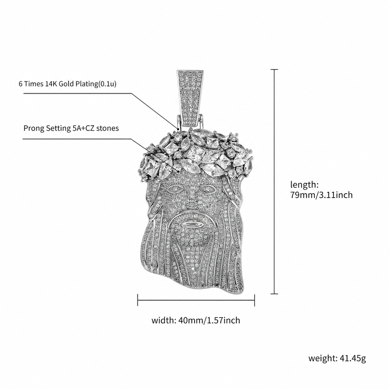 Iced Jesus Piece Pendant – Hip Hop Jewelry product image 7