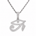 Iced Eye of Horus pendant with moissanite stones and 925 sterling silver setting.