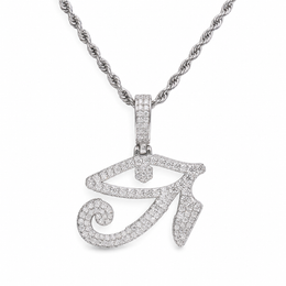 Iced Eye of Horus pendant with moissanite stones and 925 sterling silver setting.