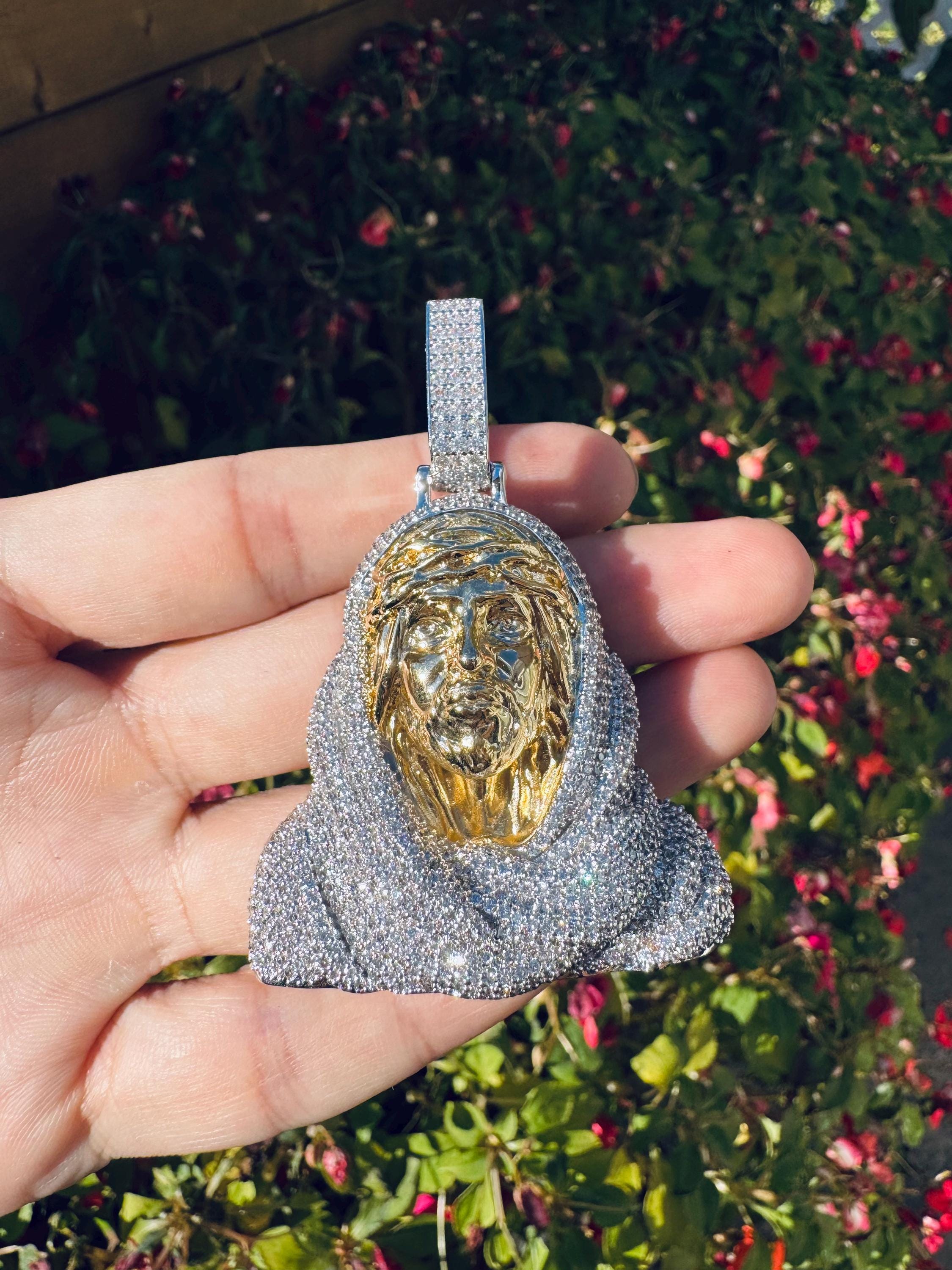 Iced Out Jesus Head Pendant