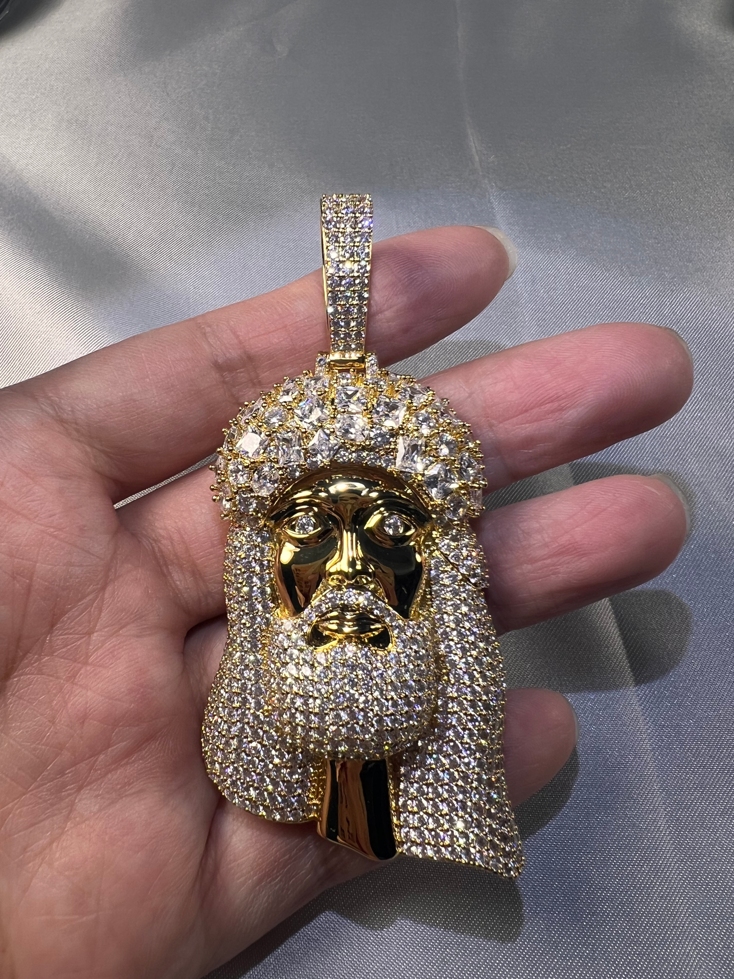 Iced Large Jesus Head Pendant- Miles Jewellery