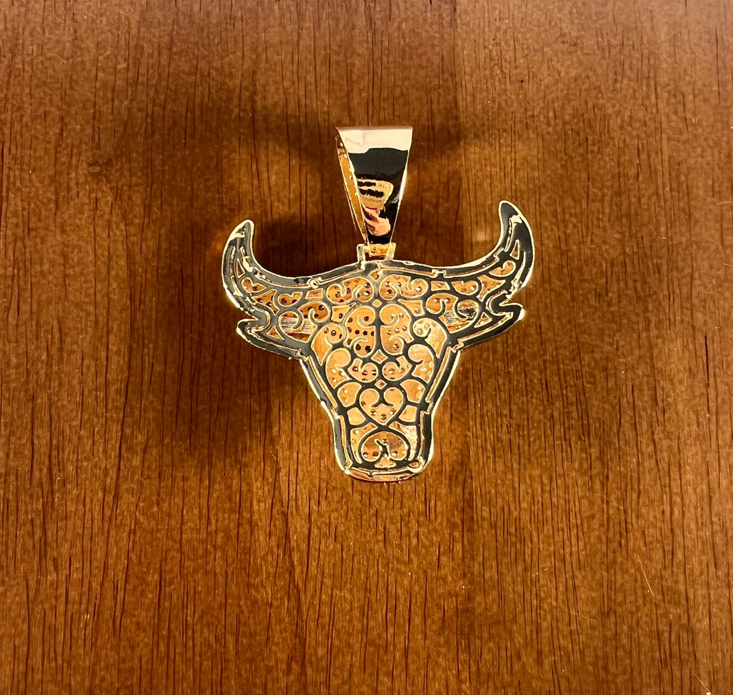 Iced Out Bull Head Pendant – Copper CZ- Miles Jewellery