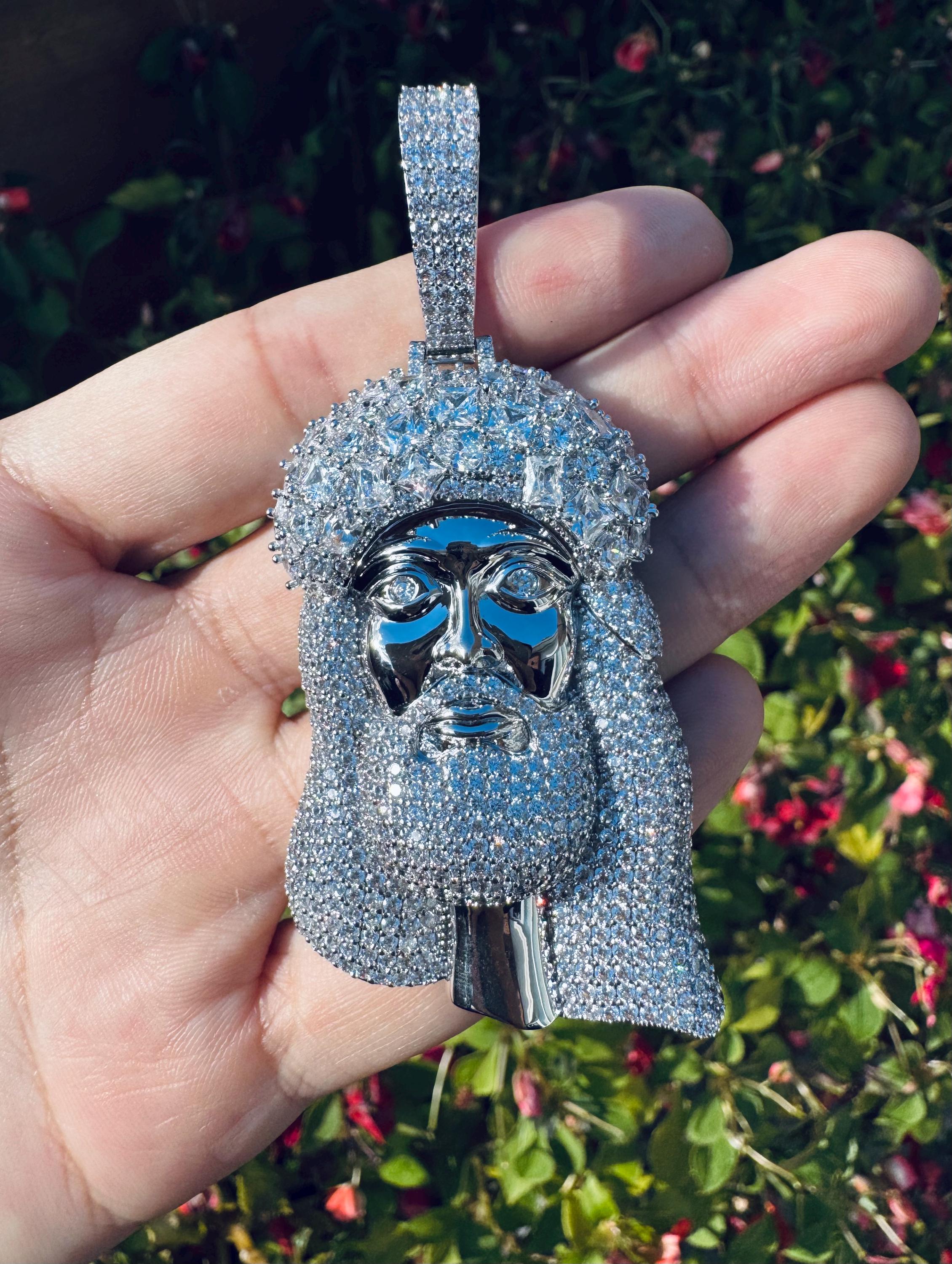 Iced Out Large Jesus Face Pendant