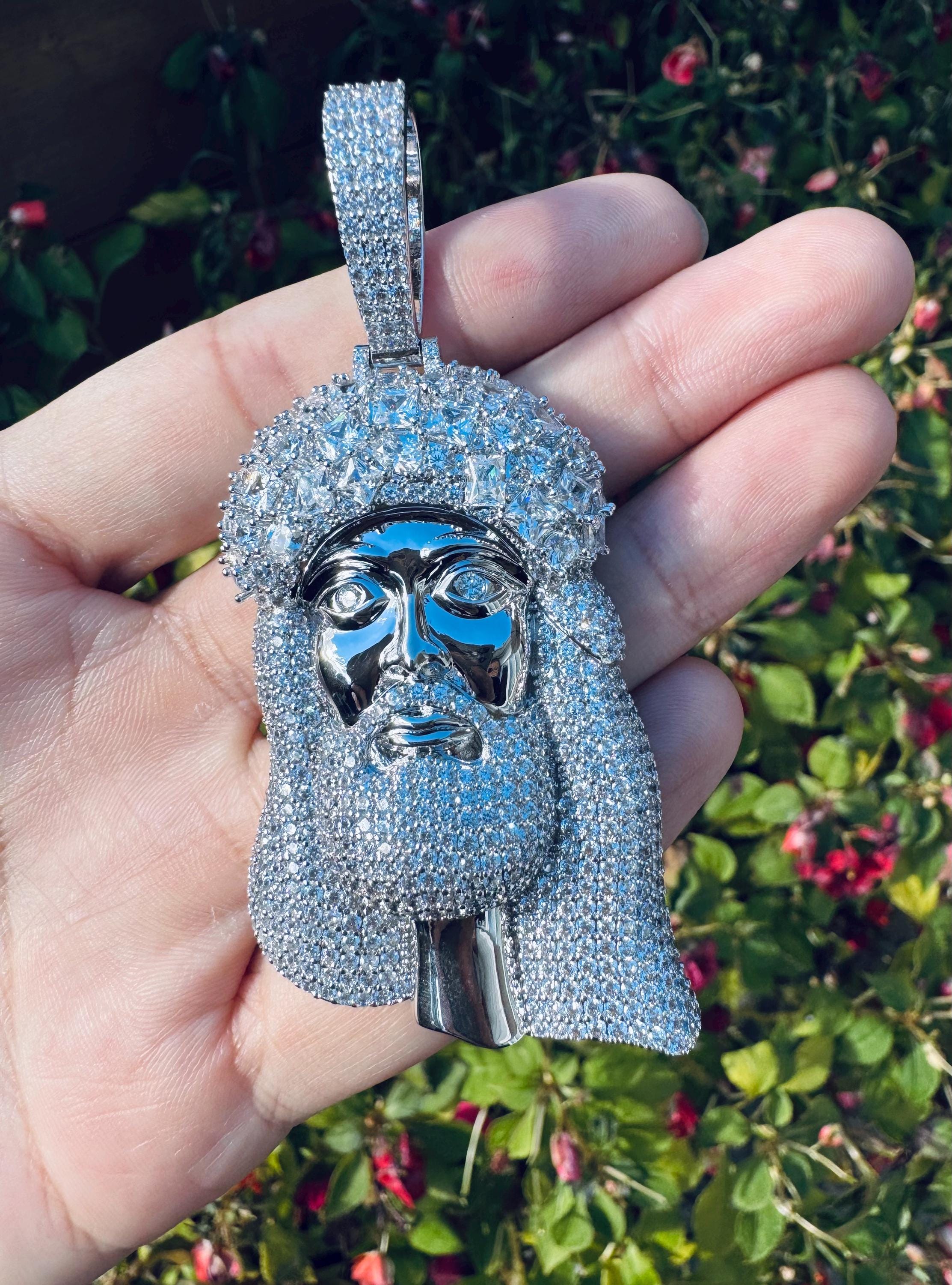 Iced Out Large Jesus Face Pendant