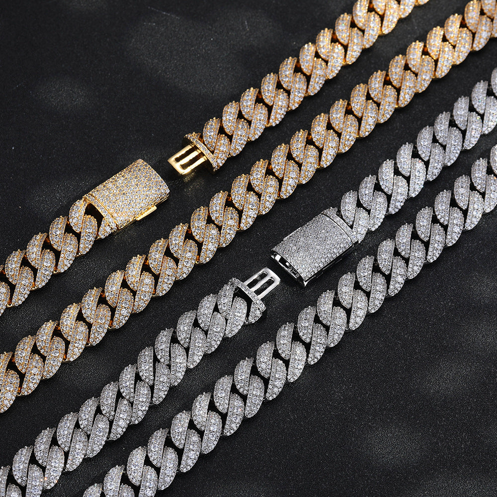 Gold and Silver iced Bubble Cuban link chains with open box clasps