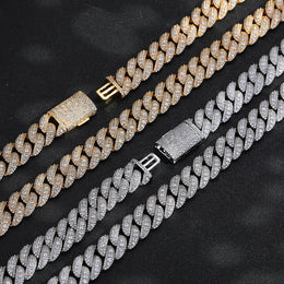 Gold and Silver iced Bubble Cuban link chains with open box clasps