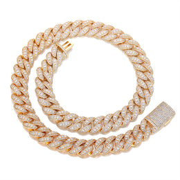 Gold 18mm iced Bubble Cuban link chain and bracelet on white