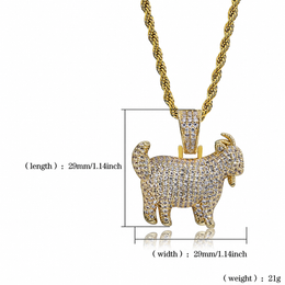 Gold iced goat pendant English size guide