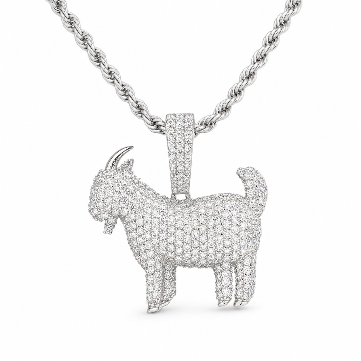 Iced Moissanite Goat Pendant – 925 Sterling Silver — product image 1