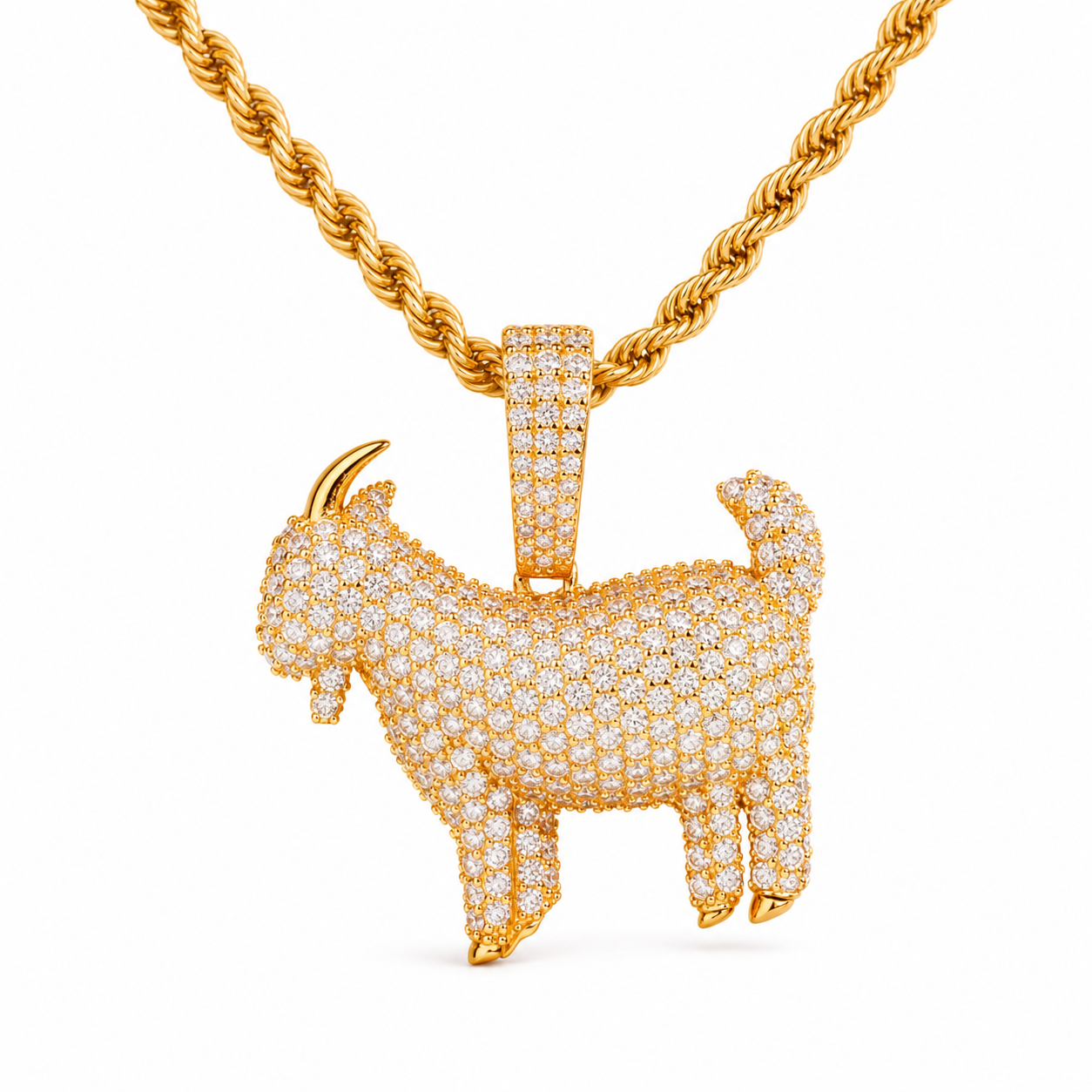Iced Moissanite Goat Pendant – 925 Sterling Silver — product image 2