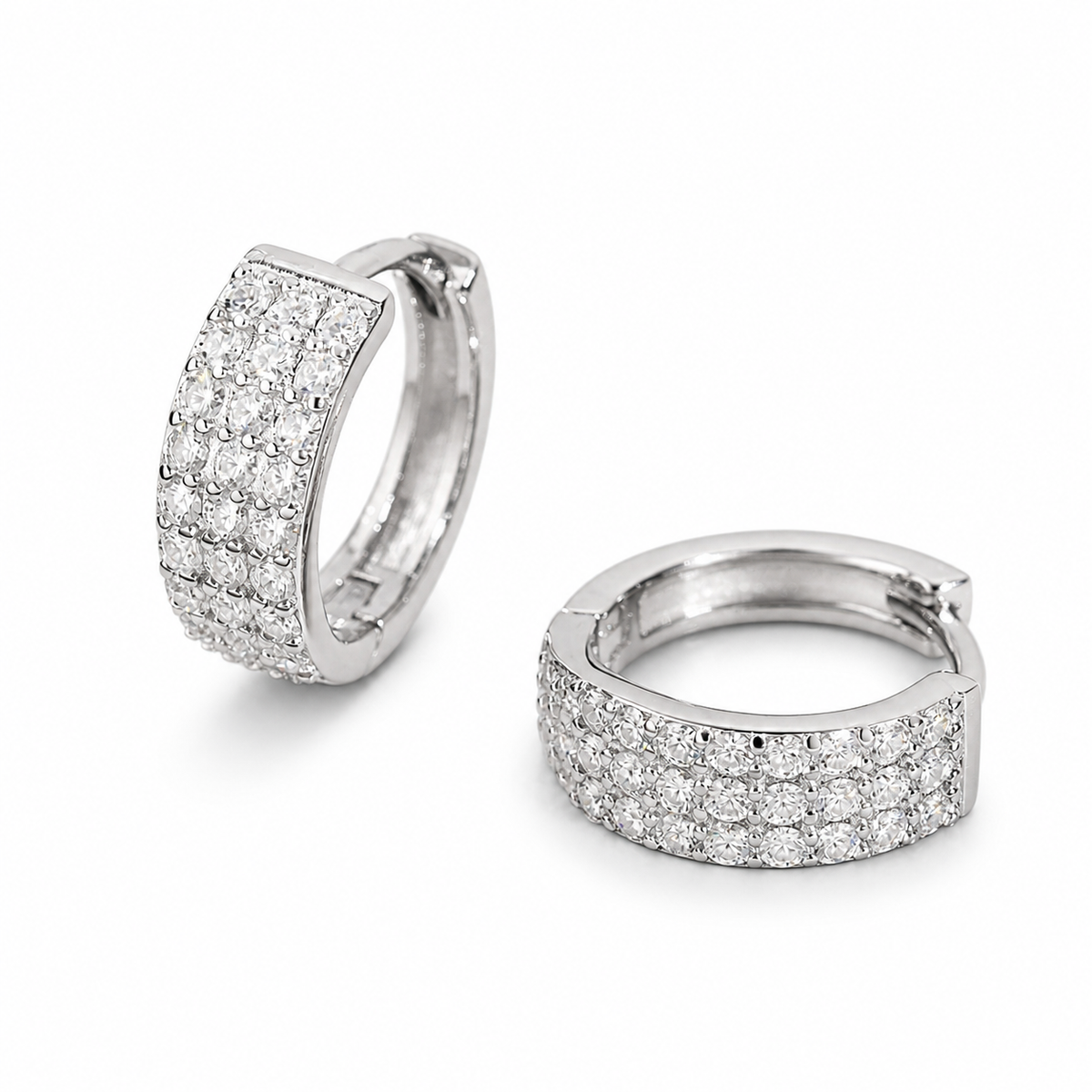 S925 silver moissanite iced hoop earrings in white gold and gold finish