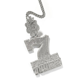 Silver-tone iced 7 Figure Twizz pendant front view