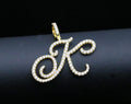 Iced Out Cursive Initial Necklace Pendant