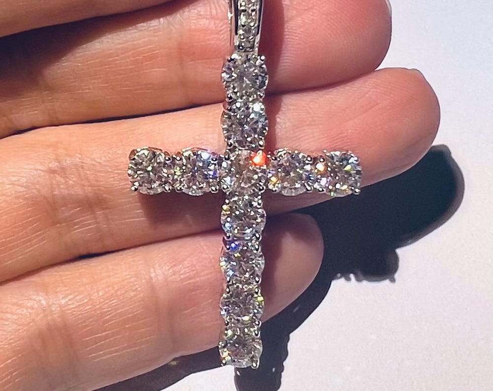 2-6.5mm VVS1 Moissanite 925 Sterling Silver Cross Pendant