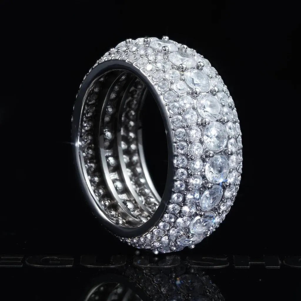 10mm Iced Out CZ Band Ring – Hip Hop Statement Ring- Miles Jewellery