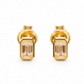 Gold emerald cut moissanite stud earrings in S925 sterling silver