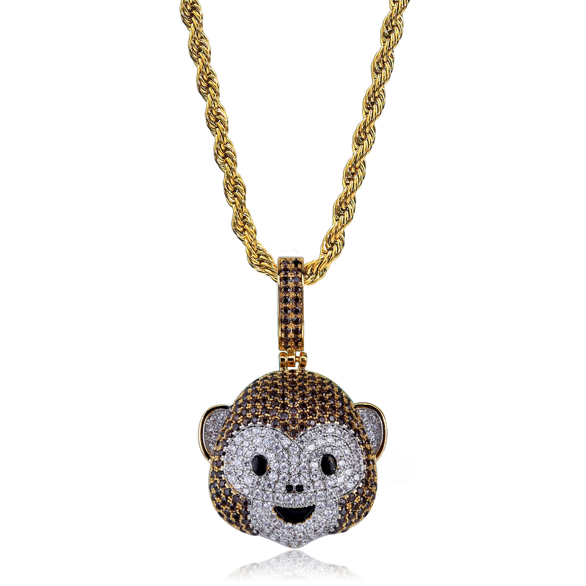Multicolor iced cartoon monkey face pendant