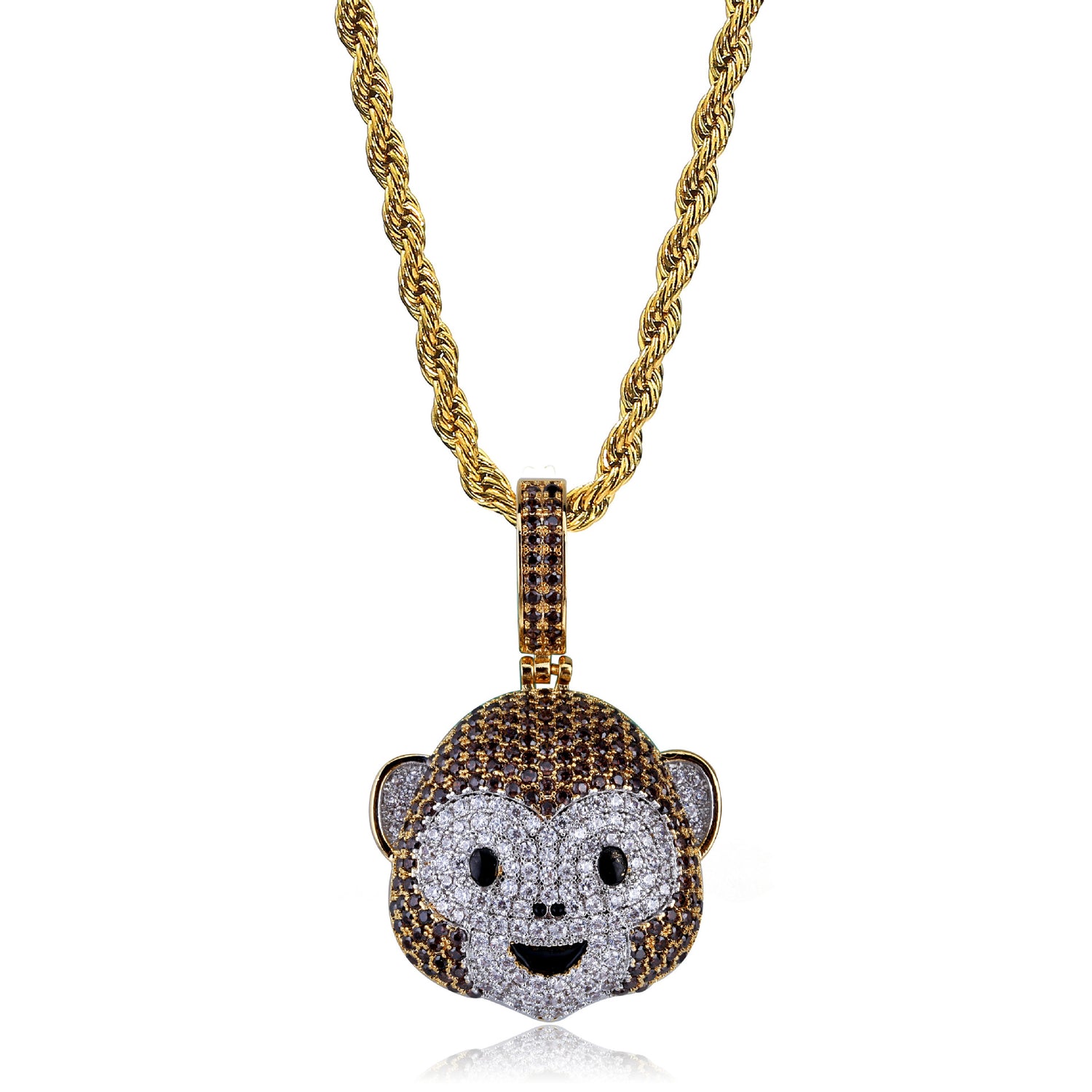 Multicolor iced cartoon monkey face pendant