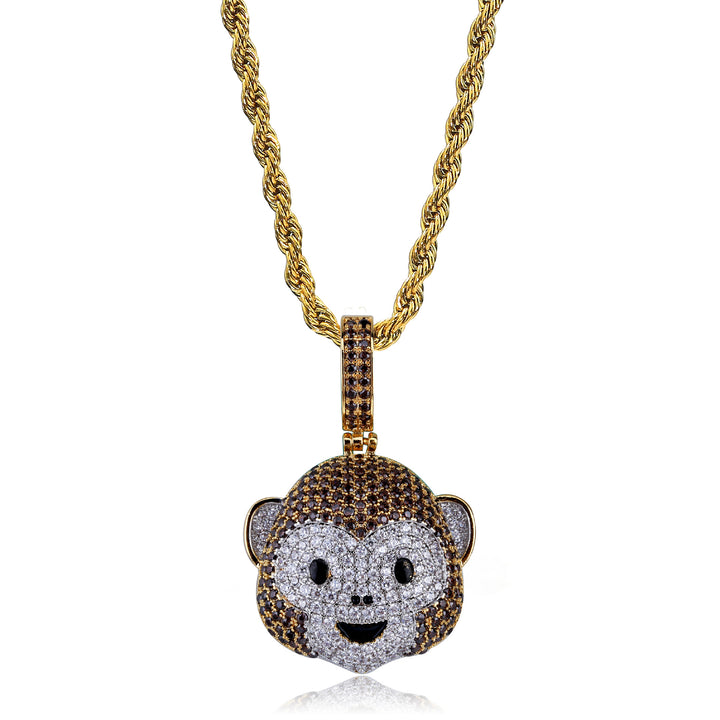 Multicolor iced cartoon monkey face pendant