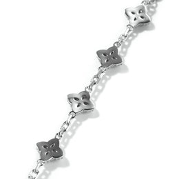 Back detail of the silver-tone four-leaf clover necklace links