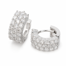 Iced Moissanite Huggie Hoop Earrings 3 Row - 925 Sterling Silver — product image 1