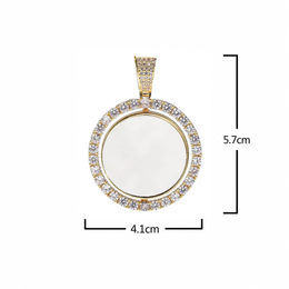 Pendant size diagram showing width and overall height including the bail