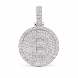 Iced out 925 sterling silver moissanite Bitcoin pendant in silver