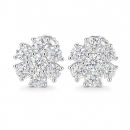 Petal Flower Moissanite Stud Earrings Screw Back - 925 Sterling Silver — product image 1