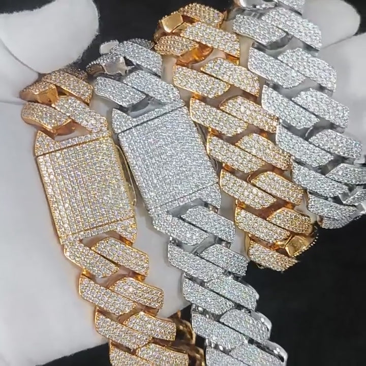 25mm Iced Cuban Link Chain – 3 Row CZ Cuban Necklace