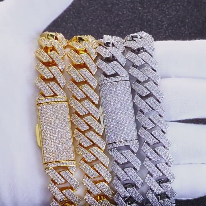16mm Iced Cuban Link Chain – 3 Row CZ Hip Hop Necklace