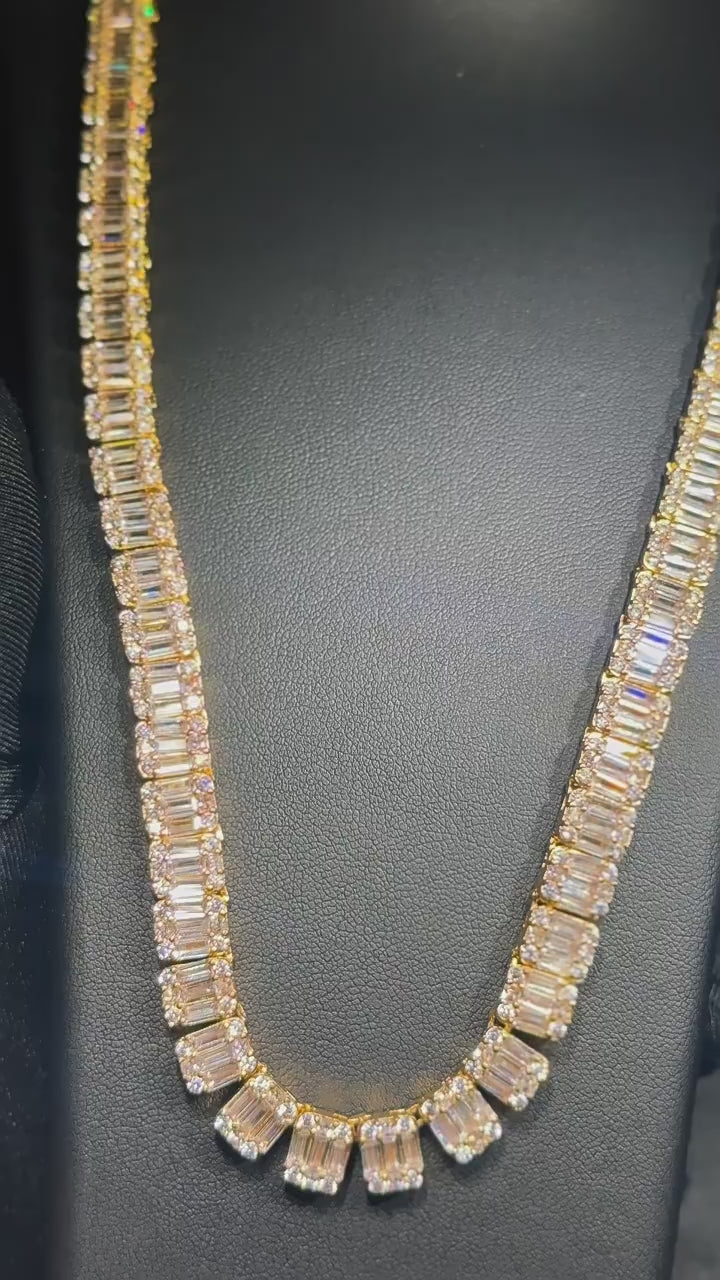 8mm Iced Square Baguette Chain Necklace