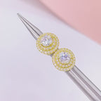 10mm Halo Moissanite Stud Earrings – Screw Back 925 Sterling Silver
