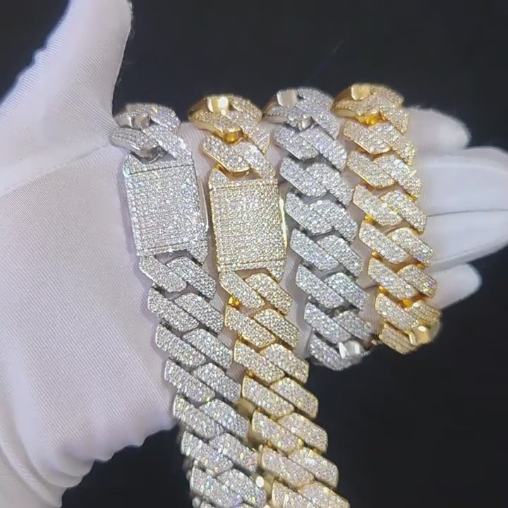 20mm Iced Out Cuban Link Chain - 3 Row CZ Hip Hop Necklace - Miles Jewellery