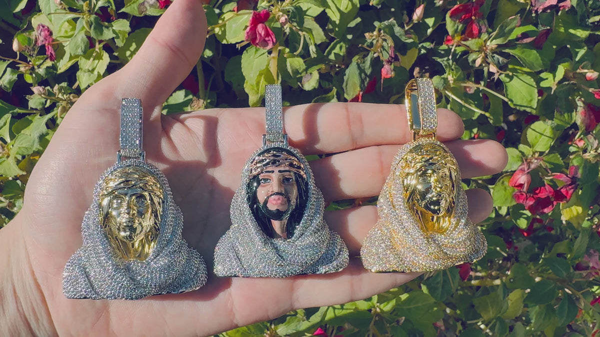 Iced Out 3D Jesus Bust Pendant