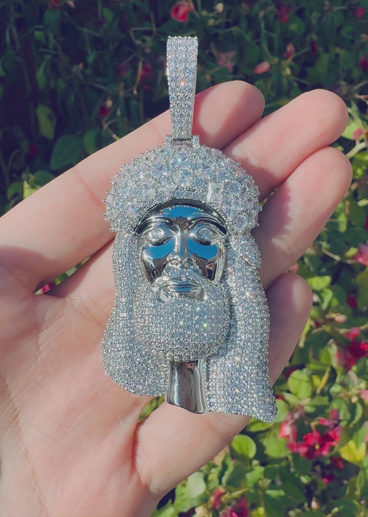 Iced Large Jesus Head Pendant