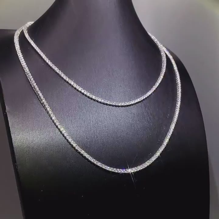 2mm Moissanite Tennis Chain – 925 Sterling Silver VVS1 D Necklace