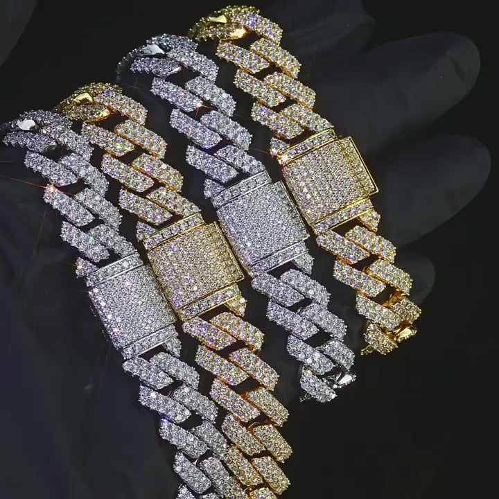 14mm Iced Cuban Link Chain – 2 Row CZ Necklace