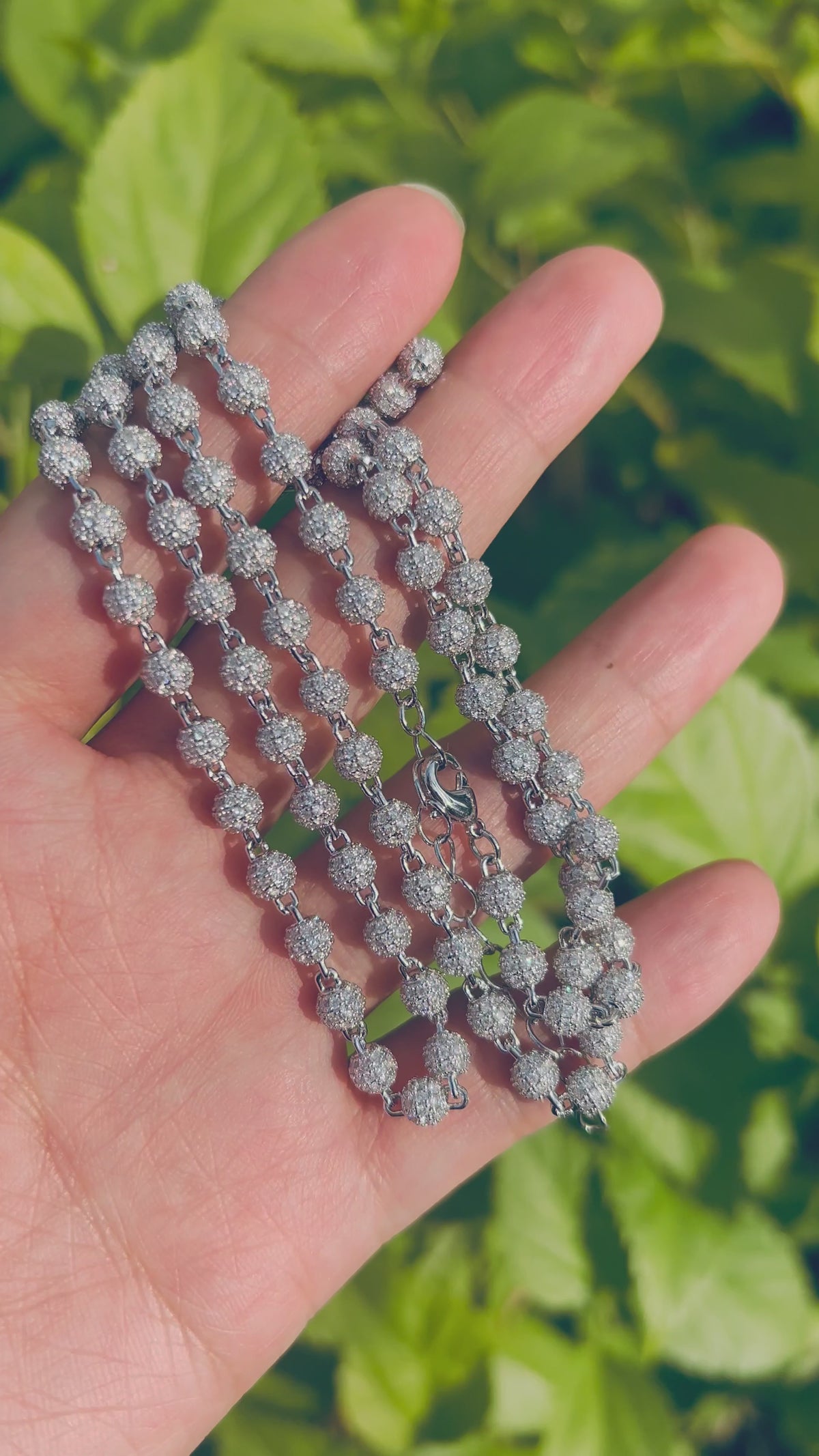 6mm Iced Out Bead Chain Necklace - CZ Diamond Beaded Chain Hip Hop Jewelry