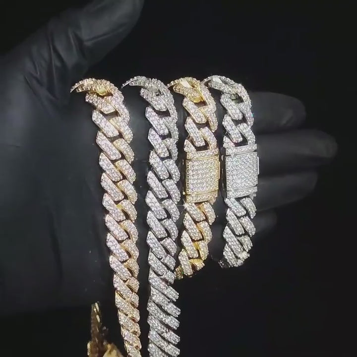 15mm Iced Cuban Link Chain – 2 Row CZ Hip Hop Necklace