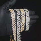 15mm Iced Cuban Link Chain – 2 Row CZ Hip Hop Necklace