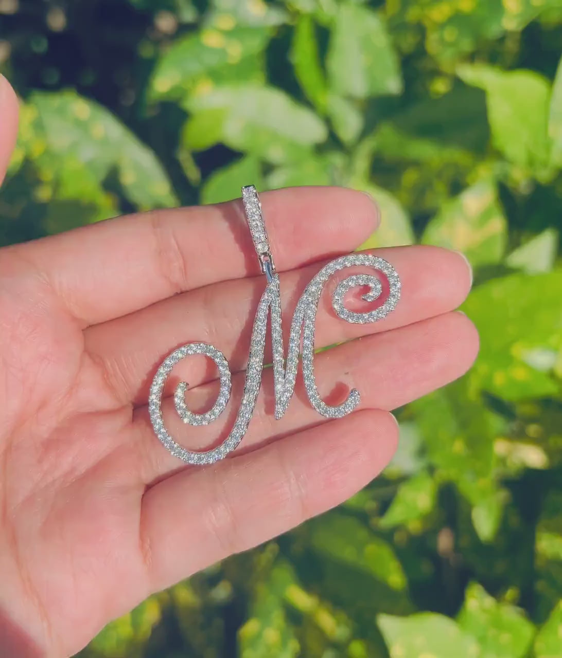 Iced Out Script Letter Pendant – Copper CZ