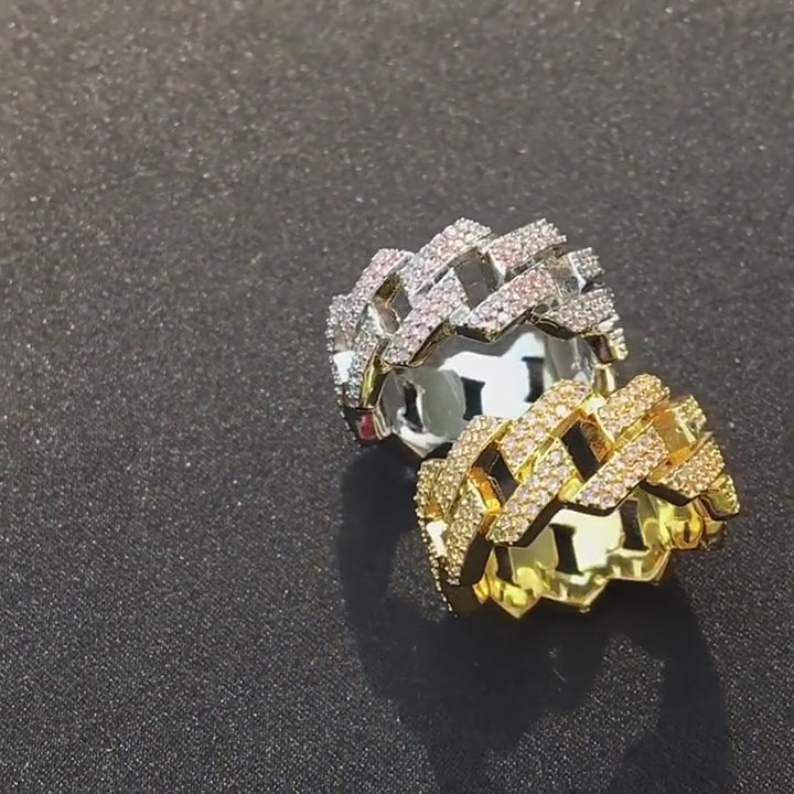 10mm Iced Out Cuban Link Ring – Hip Hop Statement Ring