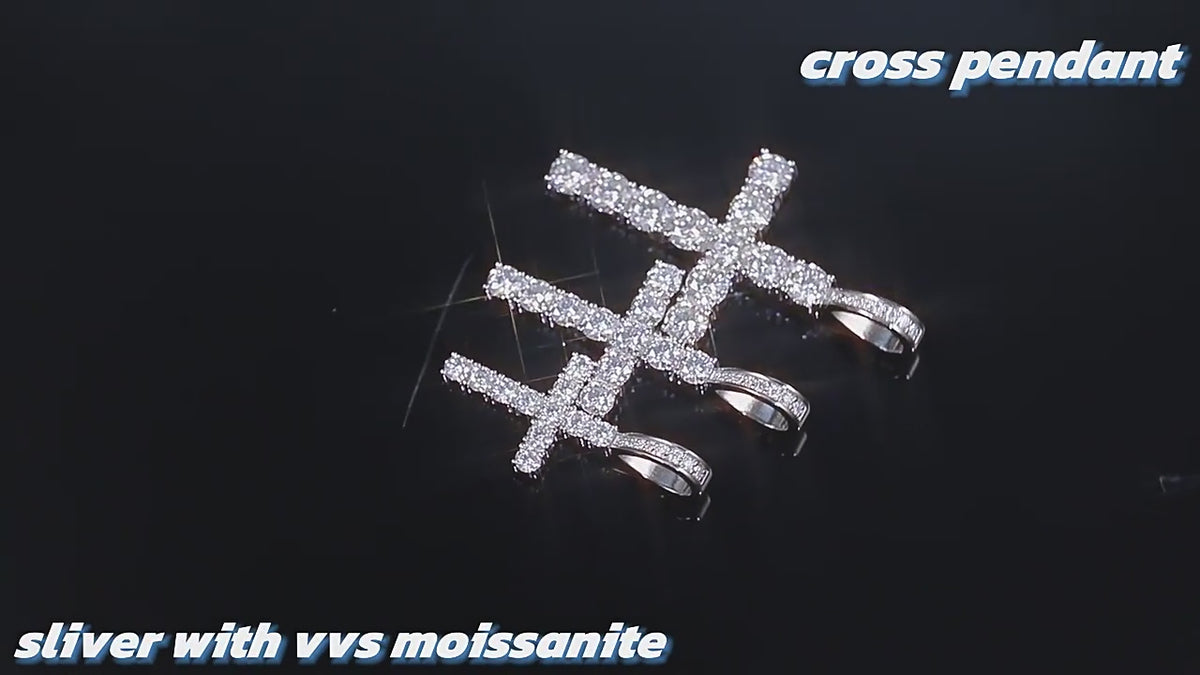 Certified VVS1 D Moissanite Cross Pendant – 925 Sterling Silver Jewelry