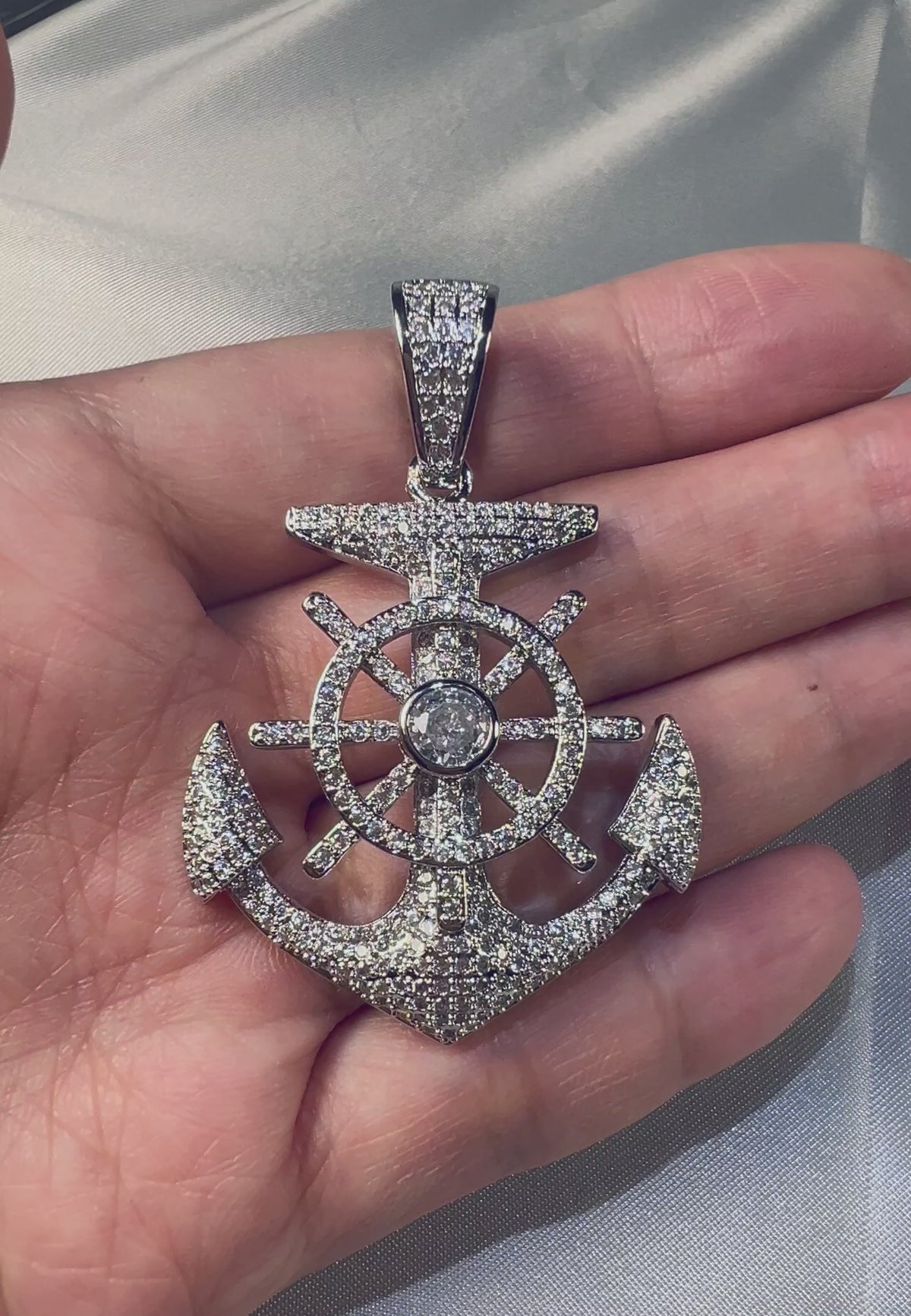 Iced Out Anchor Pendant
